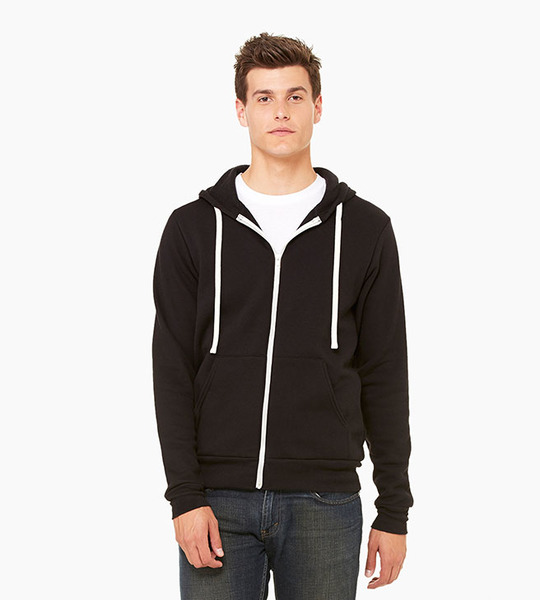 Bella canvas unisex sponge fleece full zip hoodie black