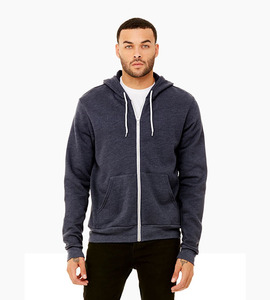 Bella canvas unisex sponge fleece full zip hoodie heather navy