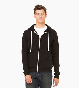 Bella canvas unisex triblend sponge fleece full zip hoodie solid black triblend