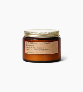 Pfcandleco14ozdoublewicksoycandlepatchoulisweetgrass