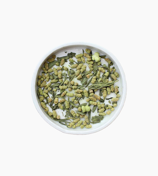 Leaves and flowers green tea matcha genmaicha